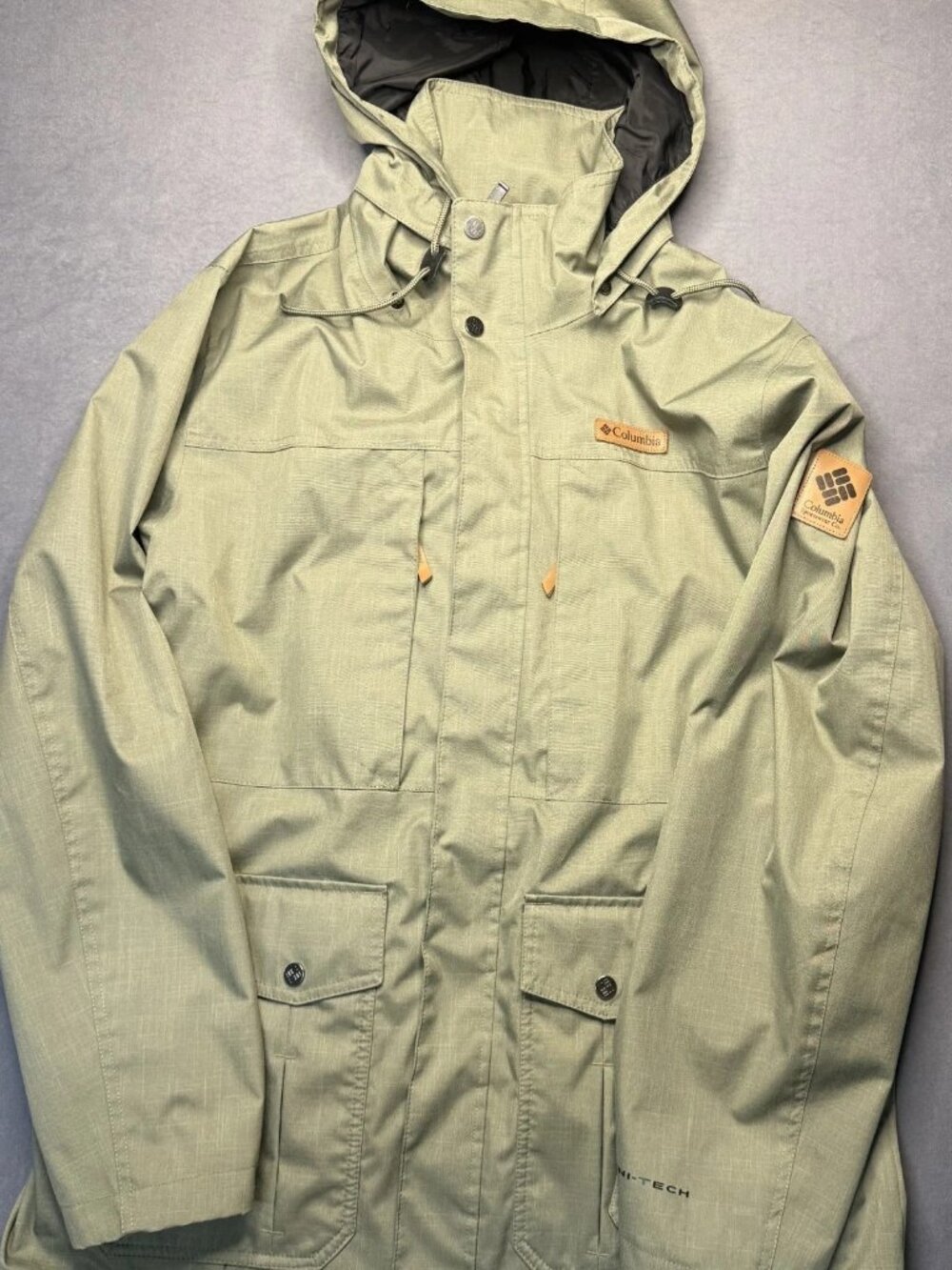 Columbia Omni-Tech Interchange Jacket Mens L Green Waterproof Shell Hood